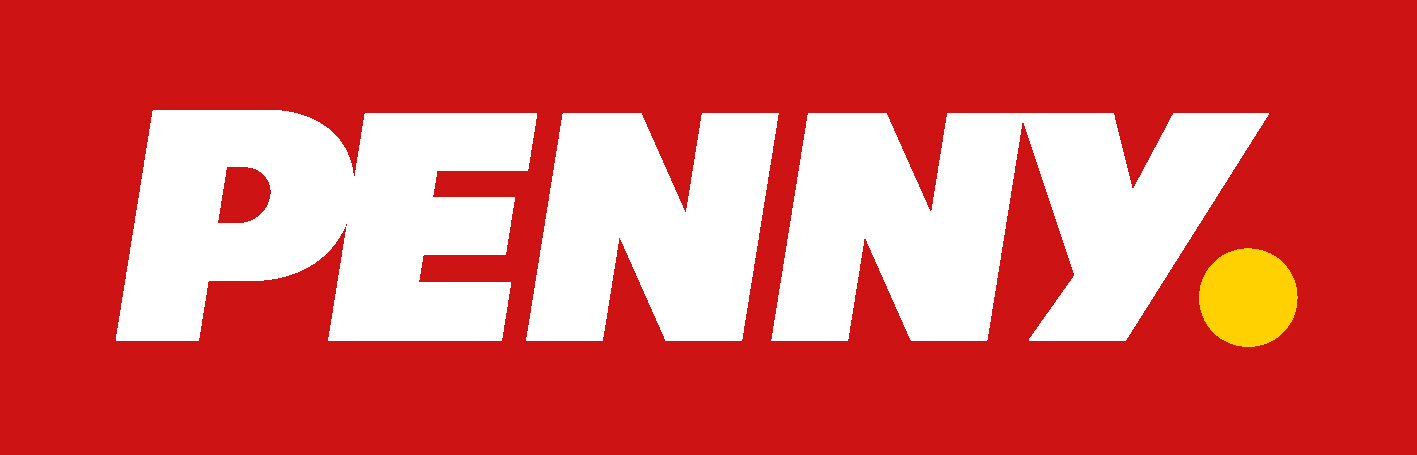 The word "PENNY" in bold white letters on a red background, followed by a yellow dot.