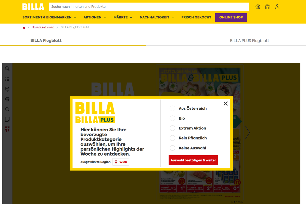 Ein erster Blick aufs erweiterte digitale Flugblatt von BILLA und BILLA PLUS