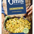 Verpackung von Billa's "Eiernockerl mit Schnittlauch". Die Packung zeigt eine Schüssel mit Eiernockerln, die mit Schnittlauch bestreut sind. Enthält Angaben wie "proteinquelle", "vegetarisch", Zubereitungszeit und Watt-Anzahl.