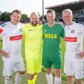 Andreas Herzog, Harald Mießner (Vorstand BILLA AG), Marcus Schober (BILLA Pressesprecher) und Peter Stöger (Sportdirektor Admira Wacker) beim Legendenmatch.