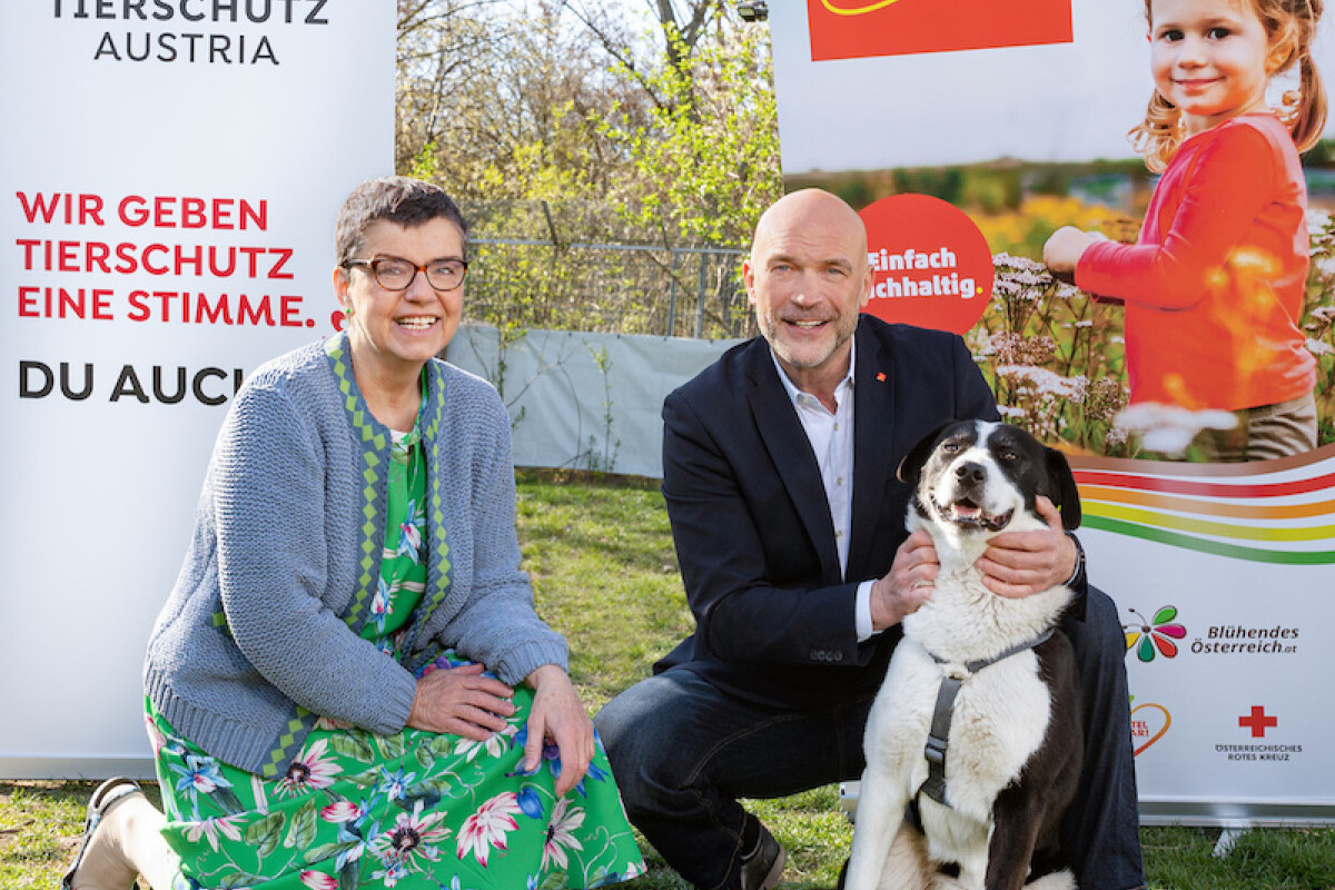 PENNY verzichtet zukünftig in ganz Österreich auf den Verkauf von Feuerwerkskörpern. v.l.: Madeleine Petrovic, Vereinspräsidentin von Tierschutz Austria und Ralf Teschmit, PENNY Geschäftsführer