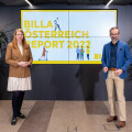 v.l.: Elke Wilgmann, Vorständin Consumer BILLA, und Stefan Schiel, Managing Director marketmind, präsentierten die Ergebnisse des aktuellen BILLA Österreich Reports 2022