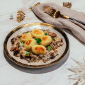 Stuffed gnocchi with mushroom variation and parmesan cheese