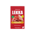 Package of LEKKA plant-based alternative ham slices. The label features the text "High Protein" and "Vegan," with an image of the slices and basil. The product is made from wheat and pea proteins.