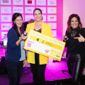 From left to right: Birgit Machtinger (photographer, ‘feel again’ team), Martina Aubke (Group Head of HR Management at BILLA) and Catharina Flieger (make-up artist, ‘feel again’ team) at the ceremonial handover of the donation cheque.