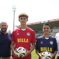 From left to right: Harald Mießner (BILLA board member), prospective players Christopher Olsa and Dion Nela and Christian Tschida (President Admira Wacker).