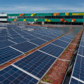 Photovoltaic systems on the roofs of REWE Group stores; here on the roof of the BILLA PLUS store in Vienna's Sterngasse.