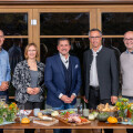 From left: The five discussants at the first BILLA table talk on regionality: Johann Stutz (private person), Gabriele Zgubic-Engleder (Head of Consumer Policy at the Vienna Chamber of Labour), Marcel Haraszti (Executive Board Memeber REWE International AG), Georg Strasser (President of the Austrian Farmers' Union and Member of Parliament) and Andreas Steidl (CEO Ja! Natürlich).