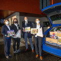 From left: Renate Zierler (Head of Nursing at the University Hospital for Paediatrics and Adolescent Surgery), Michaela Heigl (BILLA Store Manager at the LKH), Peter Gschiel (BILLA Sales Director) and Ulrike Kylianek (Head of Nursing at the University Hospital for Paediatrics and Adolescent Surgery) are happy to bring joy to the little patients with the Christmas sweets.