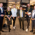 From left: Hans Unterdorfer (Head of Corporate Clients at Erste Bank Oesterreich), Marloes Voermans (Co-Founder & Managing Director Clever Clover), Tina Weinreich (Marketing Manager at Erste Bank), Heinrich Prokop (CEO Clever Clover), Markus Kuntke (Head of Trend and Innovation at REWE International AG) and Marcel Haraszti (Member of the Management Board of REWE International AG) at the first Start-up Innovation Dinner at the BILLA Corso wine bar in Vienna's Ringstraßen Galerien.