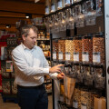 Patrick Bastirsch (BILLA retailer in Himberg) is pleased to offer his customers special features such as an unpackaged filling station for organic food in the store.