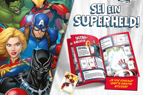 Thanks to a sensational cooperation with MARVEL, all participating ADEG stores have 144 collectible pictures of the well-known MARVEL superheroes.